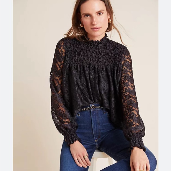 Cable and gauge black lace top - Picture 1 of 6